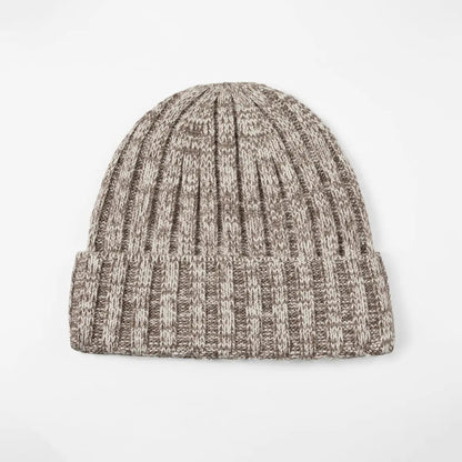Ribbed Knit Cashmere Merino Wool Blend Beanie Hat