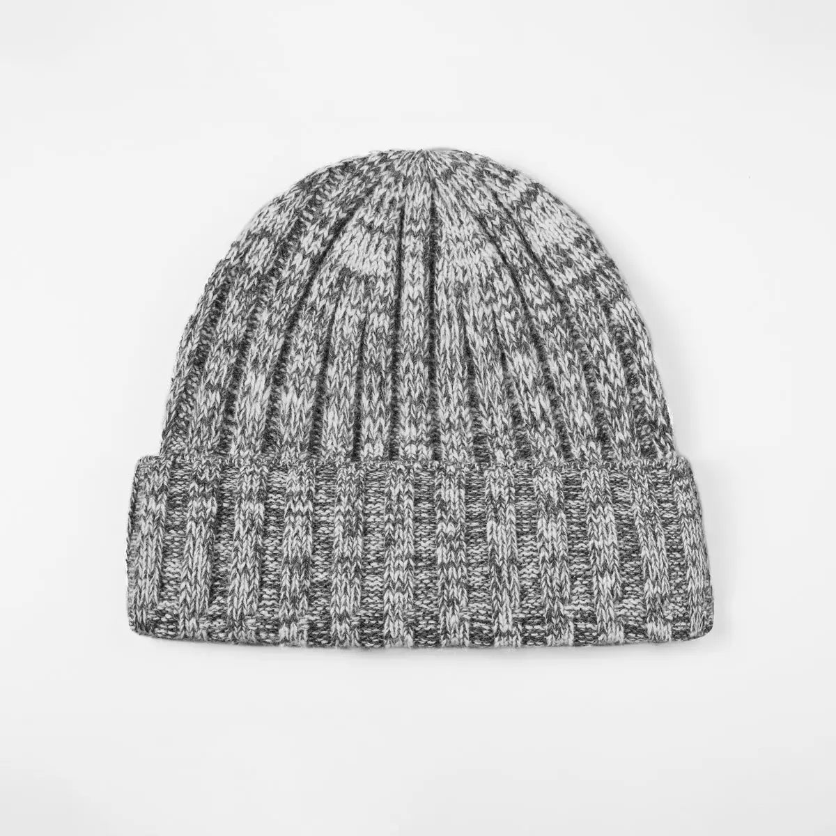 Ribbed Knit Cashmere Merino Wool Blend Beanie Hat