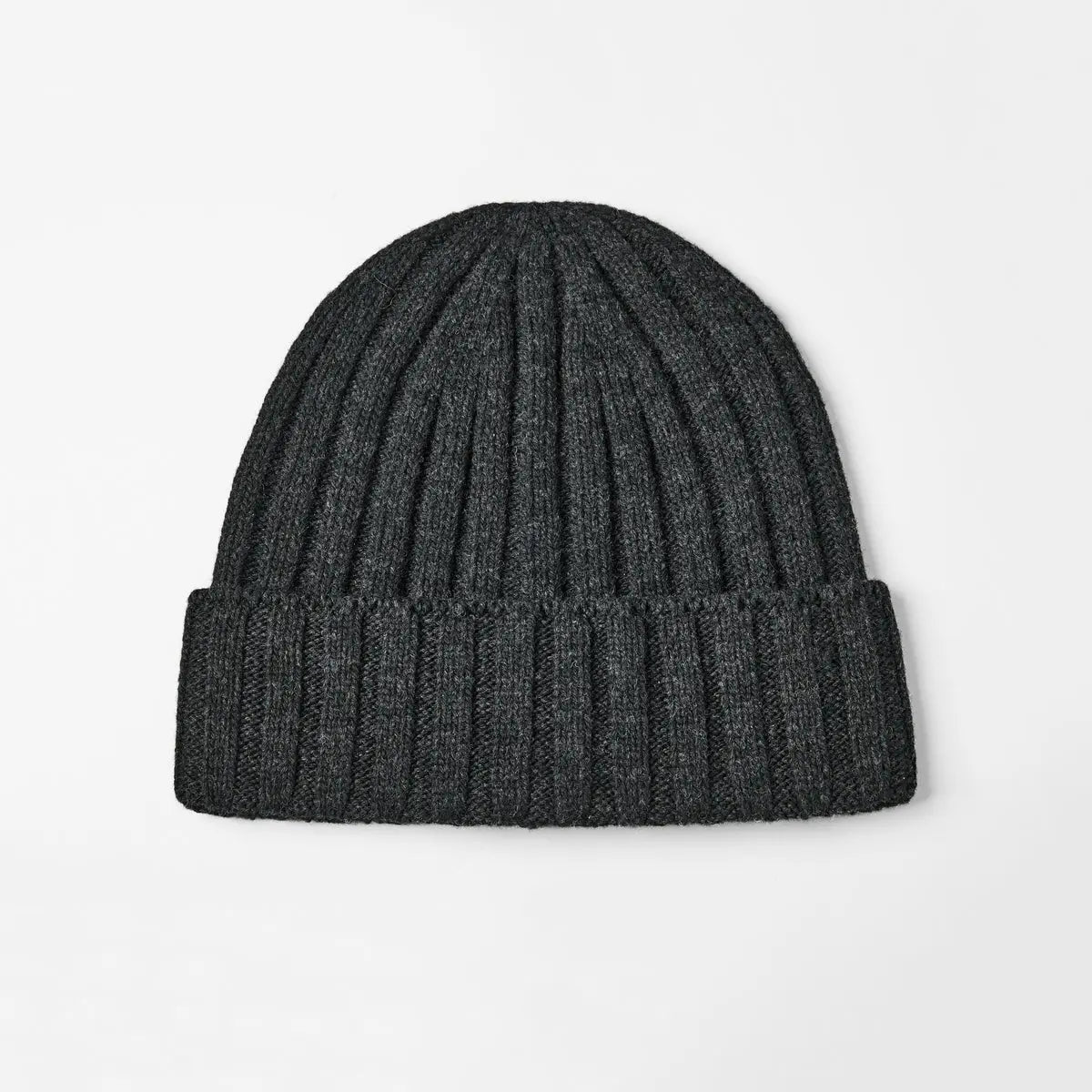 Ribbed Knit Cashmere Merino Wool Blend Beanie Hat