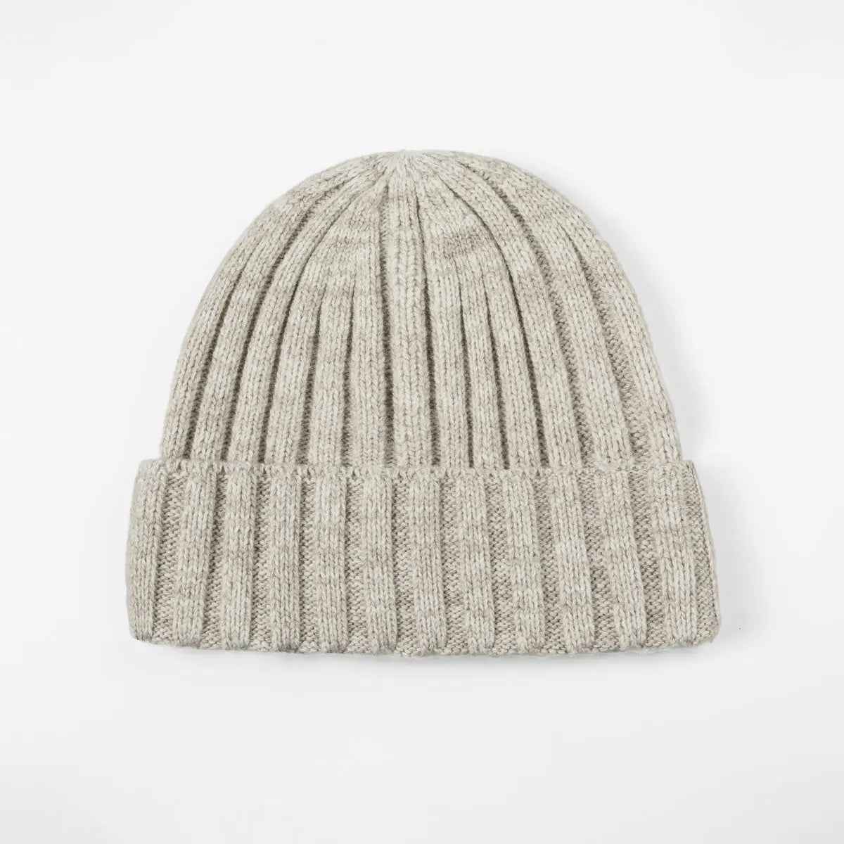 Ribbed Knit Cashmere Merino Wool Blend Beanie Hat