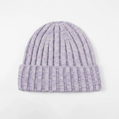 Ribbed Knit Cashmere Merino Wool Blend Beanie Hat