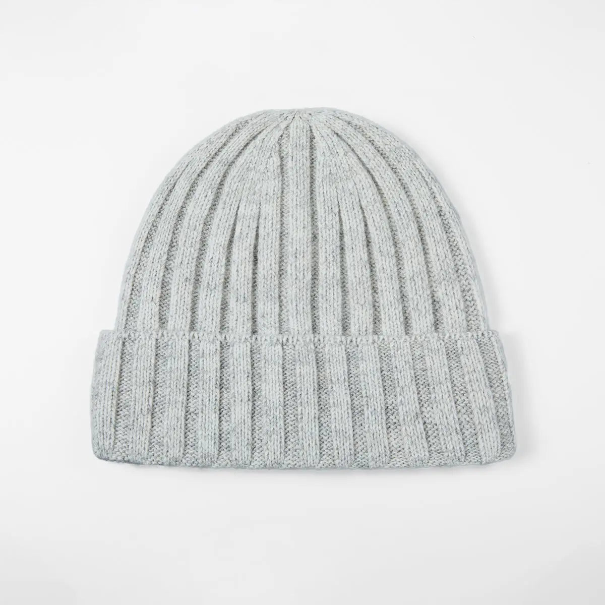 Ribbed Knit Cashmere Merino Wool Blend Beanie Hat