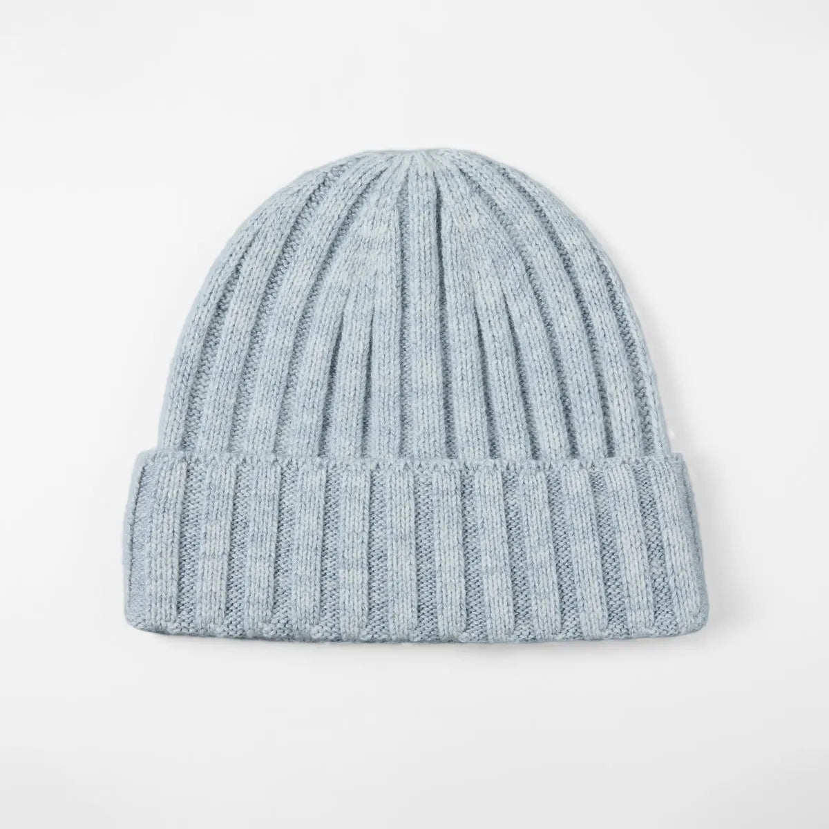 Ribbed Knit Cashmere Merino Wool Blend Beanie Hat