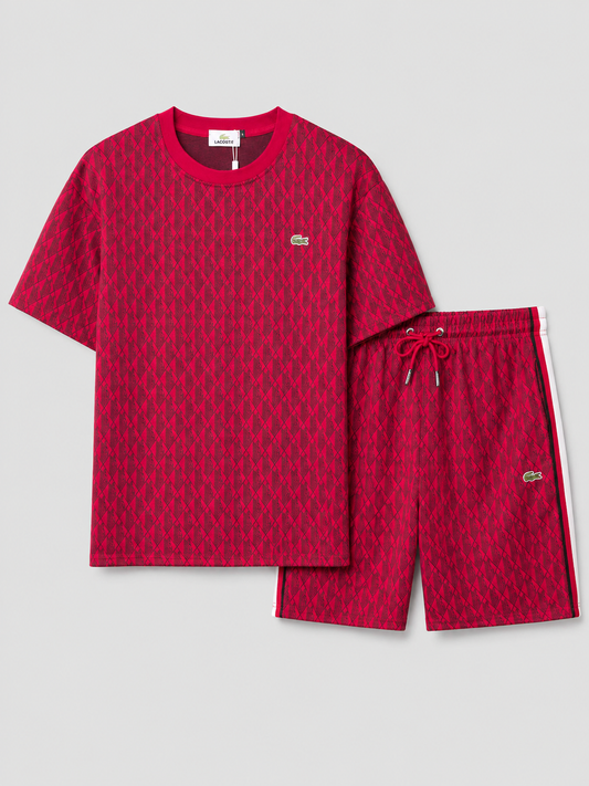 Red Cotton T-Shirt & Shorts Set