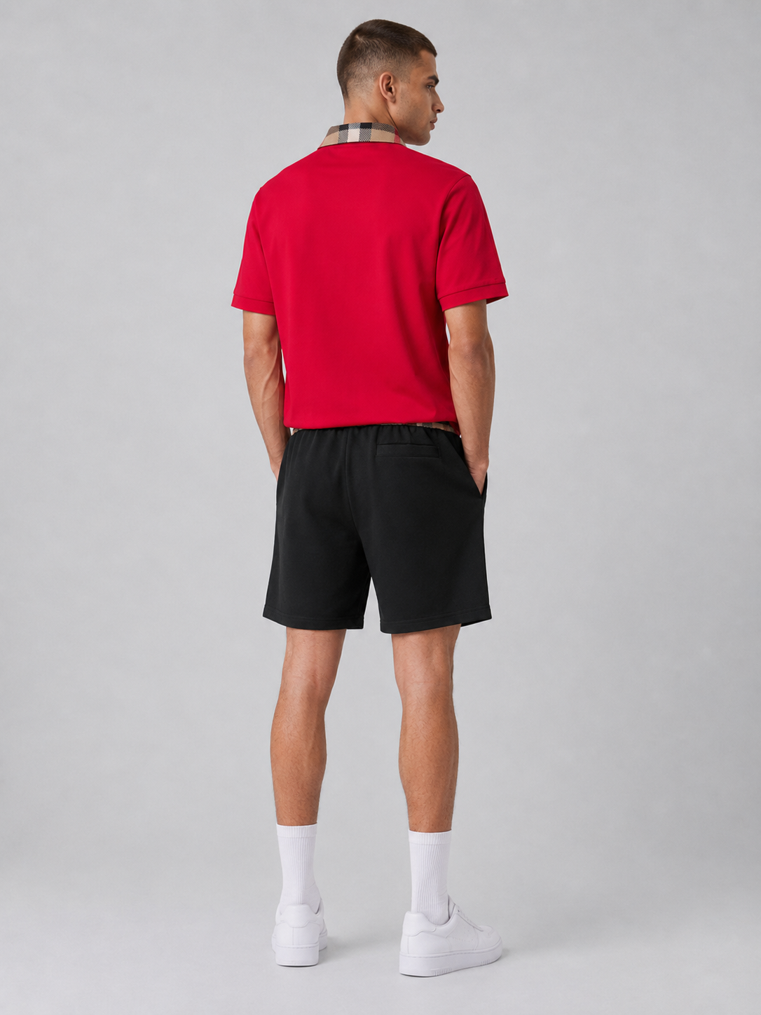 Red Polo Shirt & Shorts Two-Piece Set