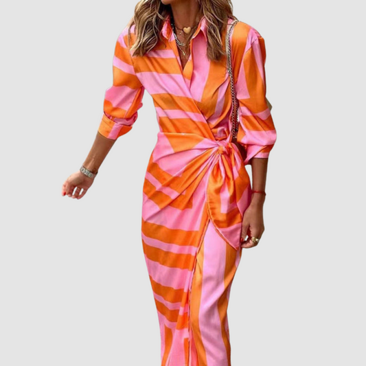 Striped vertical midi dress for women | Celeste