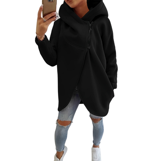 Plus-size relaxed half-zip pullover hoodie for women | Vania