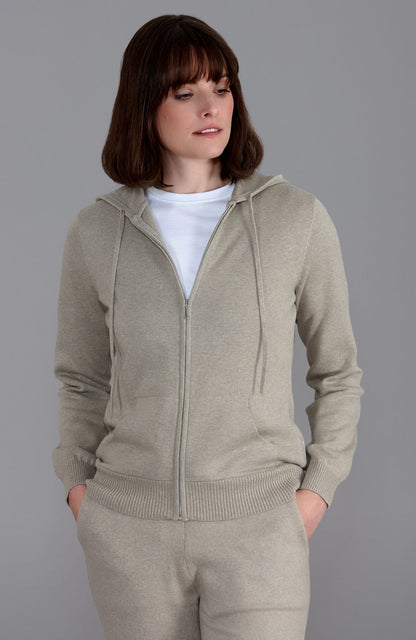 Womens Lightweight Cotton Zip Through Hoodie