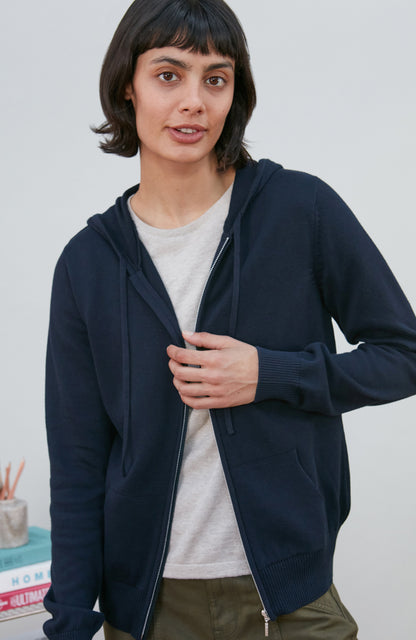 Womens Lightweight Cotton Zip Through Hoodie