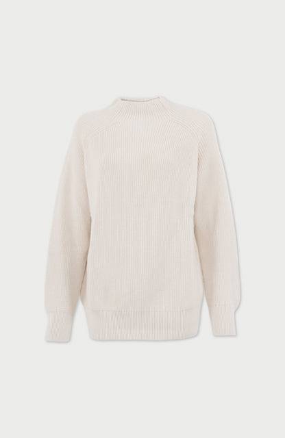 Womens Pure Cotton High Neck Raglan Jumper