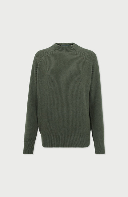 Womens Pure Cotton High Neck Raglan Jumper