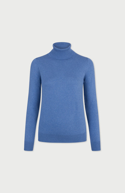 Womens Ultra Fine Cotton Roll Neck Long Sleeve Jumper