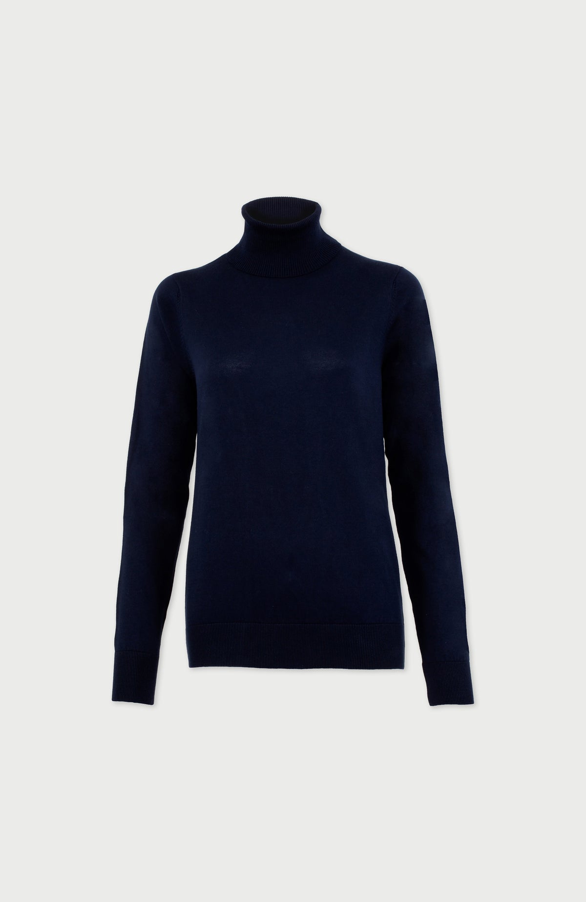 Womens Ultra Fine Cotton Roll Neck Long Sleeve Jumper