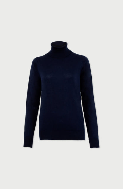 Womens Ultra Fine Cotton Roll Neck Long Sleeve Jumper