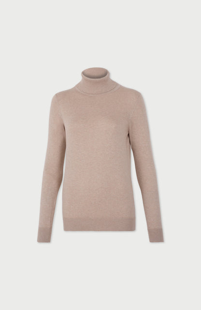 Womens Ultra Fine Cotton Roll Neck Long Sleeve Jumper