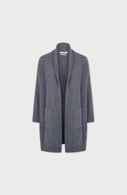 Womens Pure Lambswool Long Line Cardigan with Pockets
