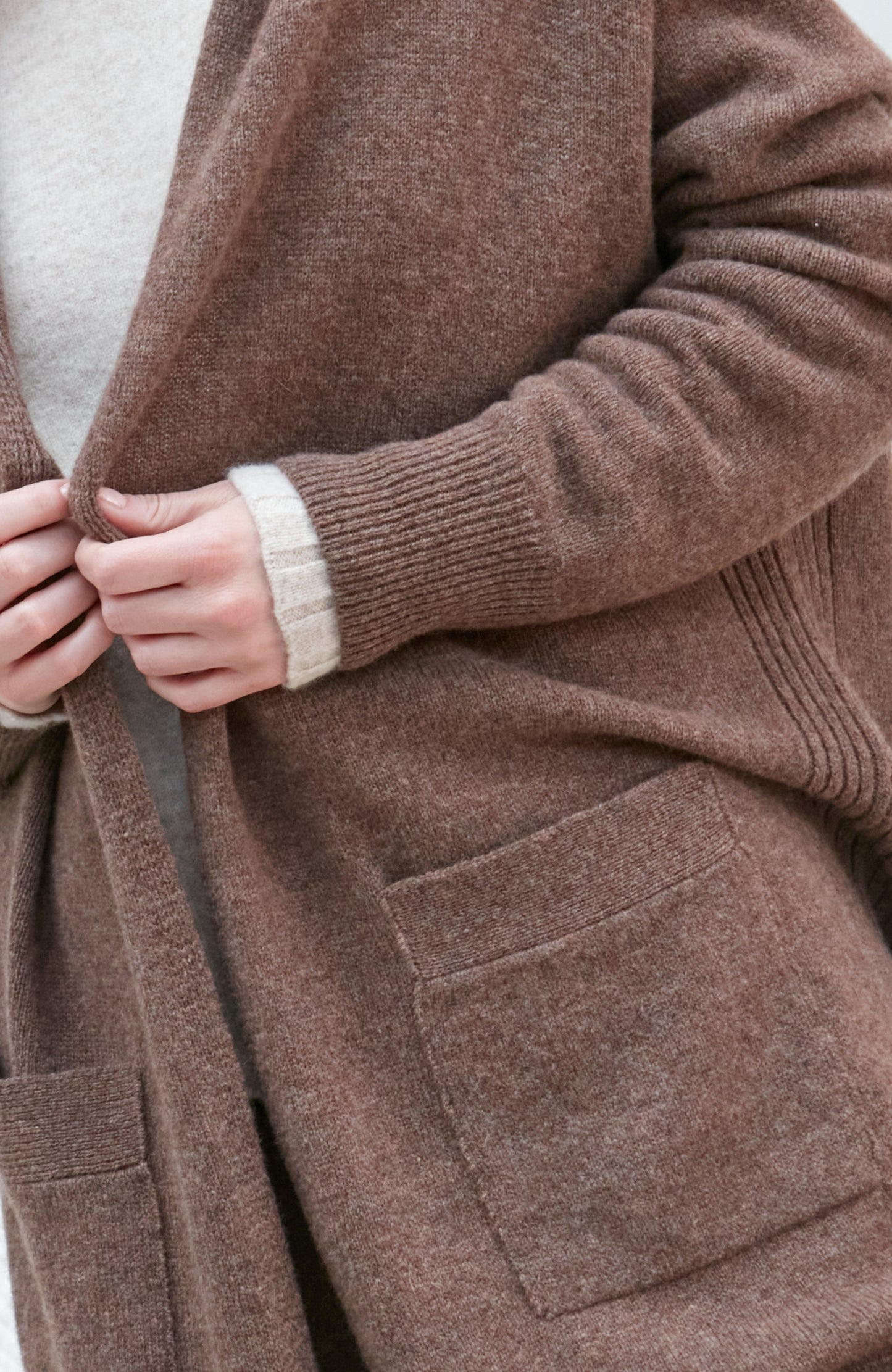 Womens Pure Lambswool Long Line Cardigan with Pockets