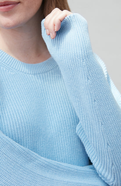 Womens Cotton Ribbed Crew Neck Jumper