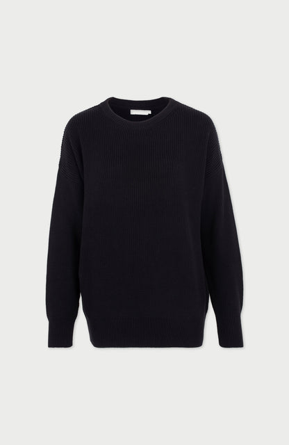 Womens Cotton Ribbed Crew Neck Jumper