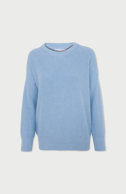 Womens Cotton Ribbed Crew Neck Jumper