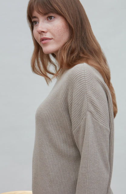 Womens Cotton Ribbed Crew Neck Jumper