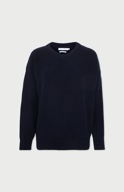 Womens Cotton Ribbed Crew Neck Jumper