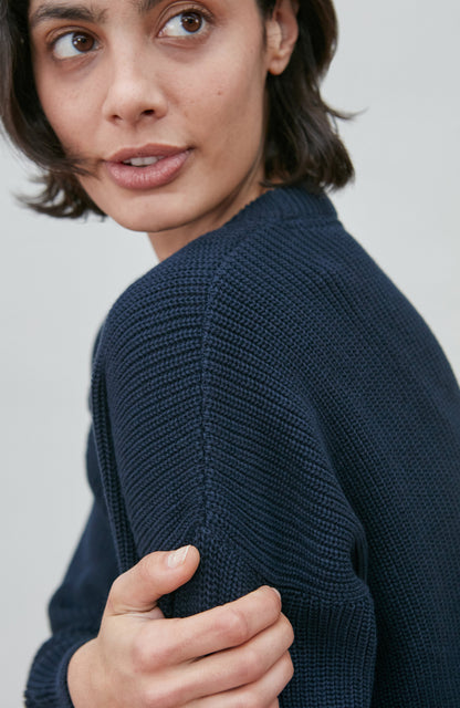 Womens Cotton Ribbed Crew Neck Jumper