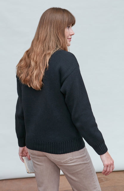 Womens Pure Cotton Heavyweight Submariner Roll Neck Jumper