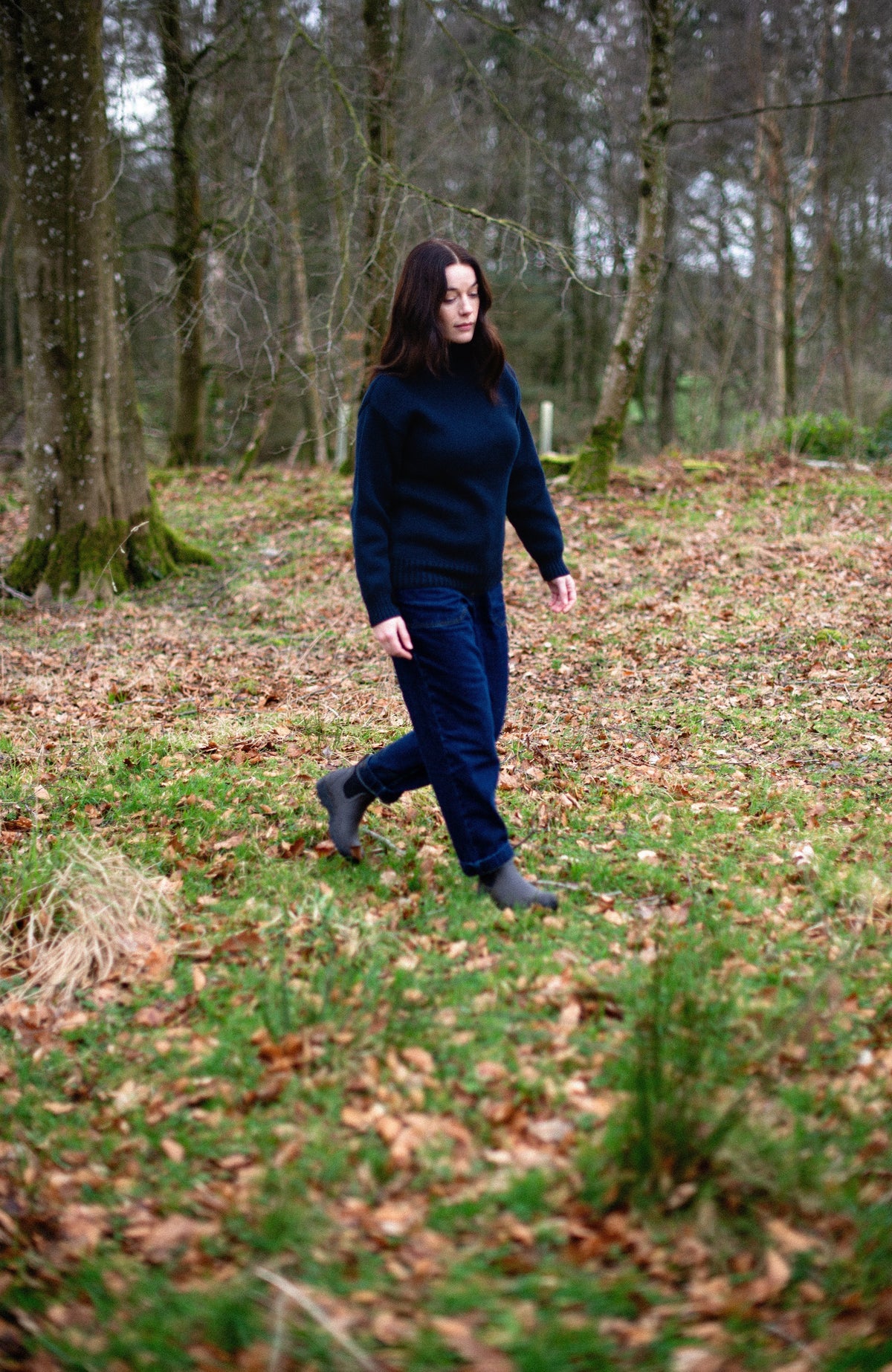 Womens Pure Cotton Heavyweight Submariner Roll Neck Jumper