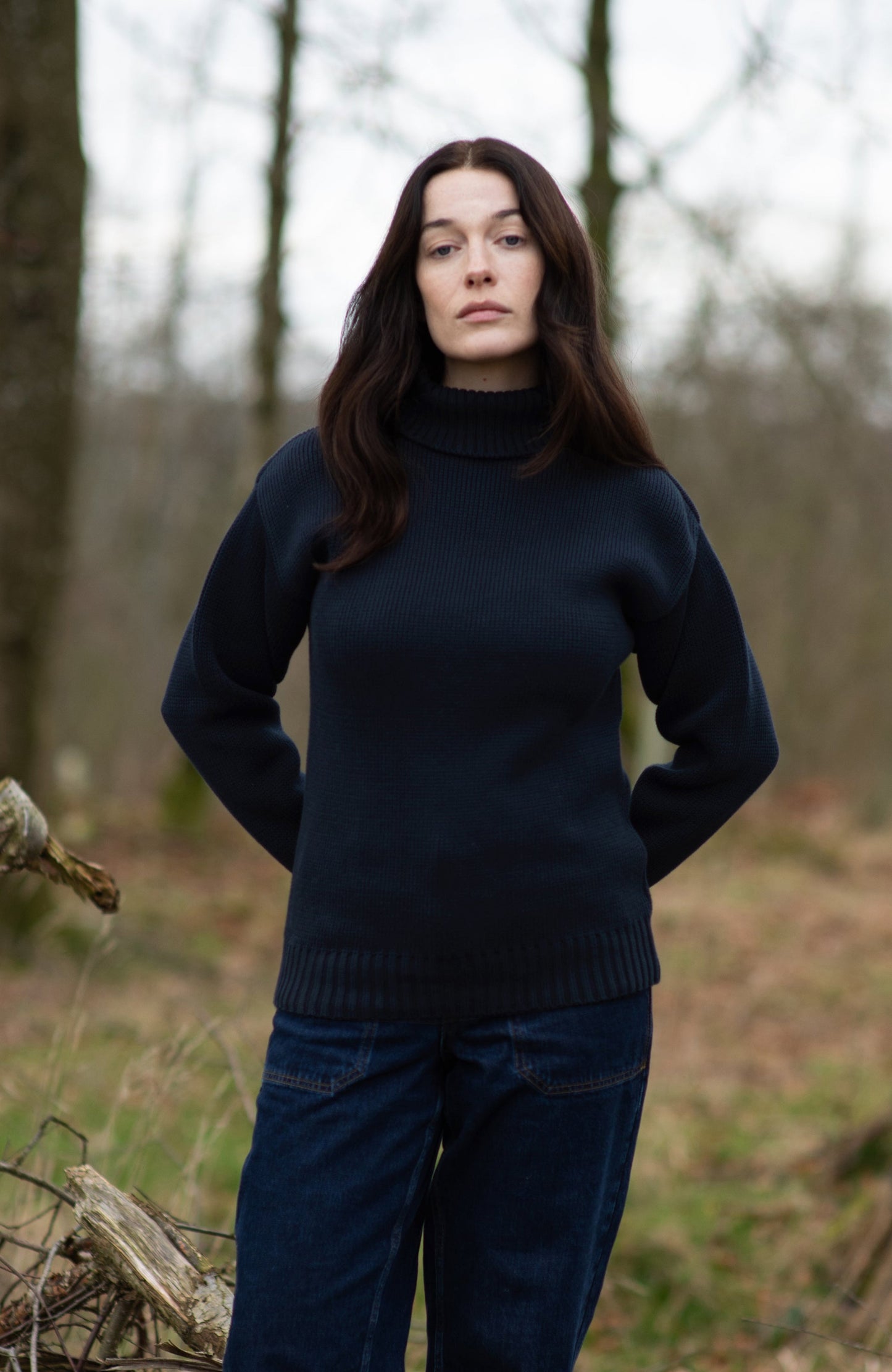 Womens Pure Cotton Heavyweight Submariner Roll Neck Jumper