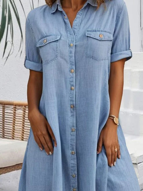 Casual cotton button-down shirt dress for women | Marielle