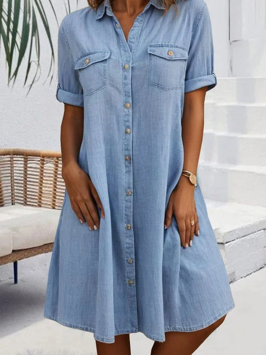 Casual cotton button-down shirt dress for women | Marielle