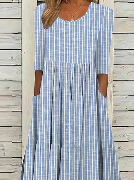 Striped loose fit midi dress for women | Colette