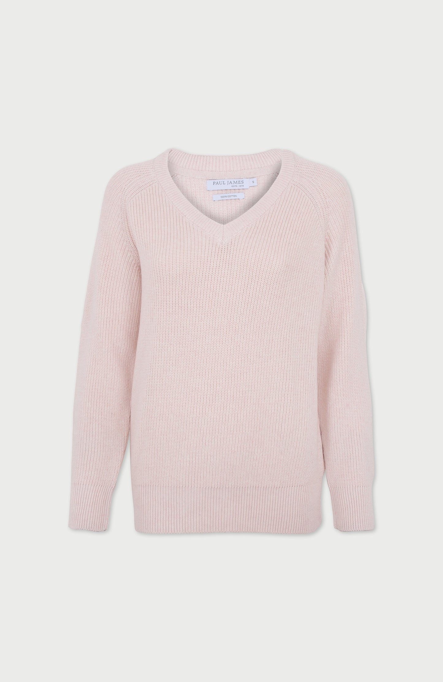 Womens Cotton Ribbed V Neck Jumper
