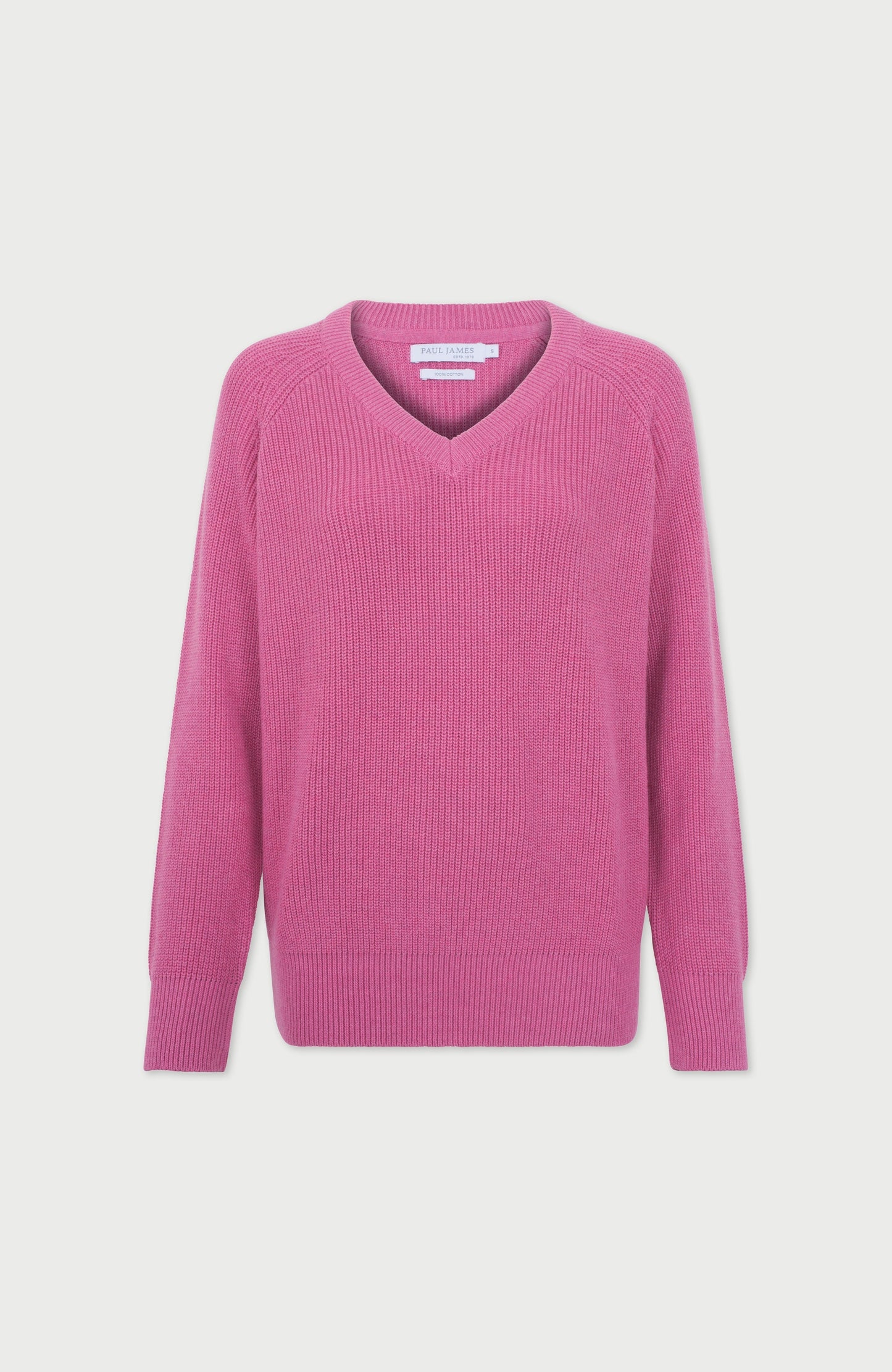 Womens Cotton Ribbed V Neck Jumper