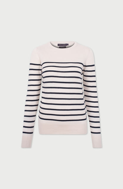 Womens Ultra Fine Cotton Breton Crew Neck Jumper