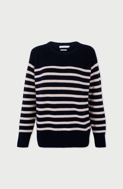 Womens Cotton Ribbed Breton Jumper