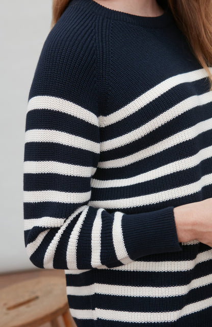 Womens Cotton Ribbed Breton Jumper