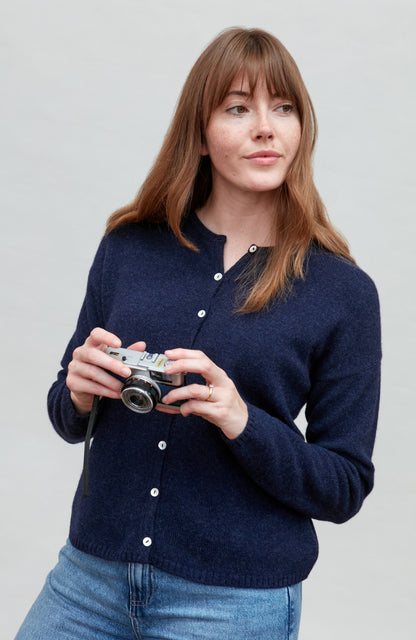 Womens Lambswool Crew Neck Cardigan