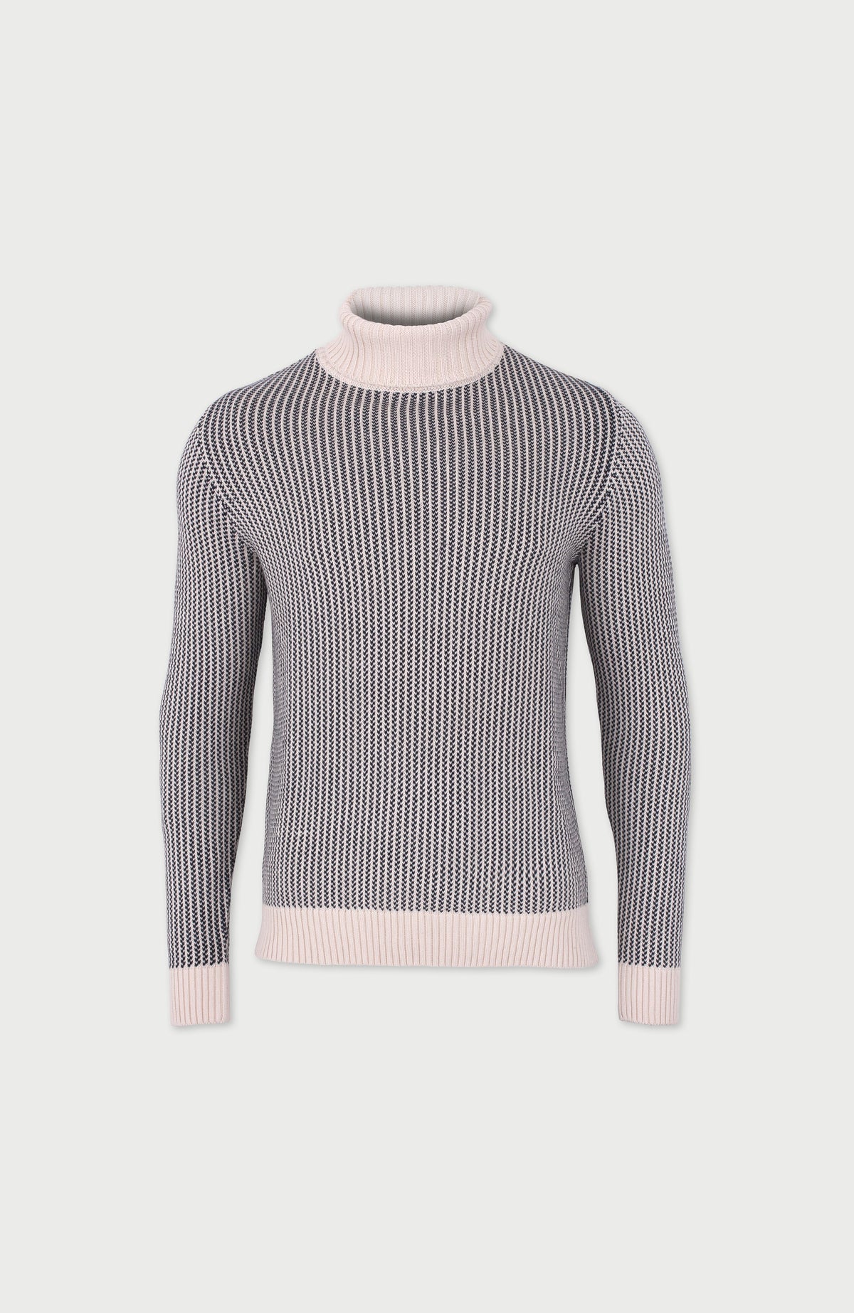 Mens Cotton Fisherman Tuck Stitch Roll Neck Jumper