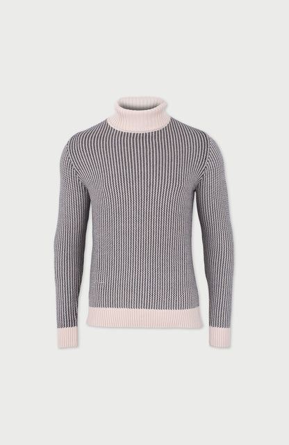 Mens Cotton Fisherman Tuck Stitch Roll Neck Jumper