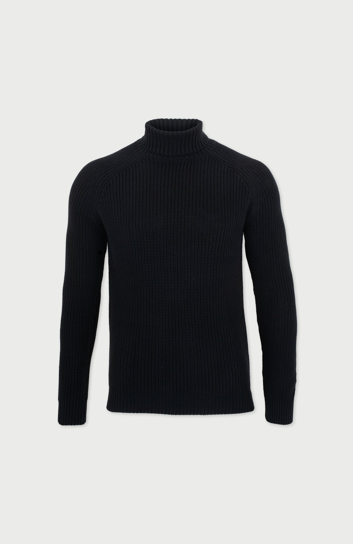 Mens Midweight Cotton Fisherman Rib Knit Roll Neck Jumper