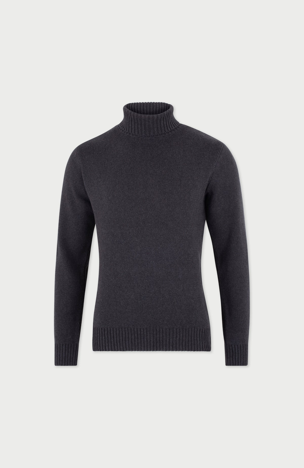 Mens Midweight Cotton Fitted Submariner Roll Neck Jumper