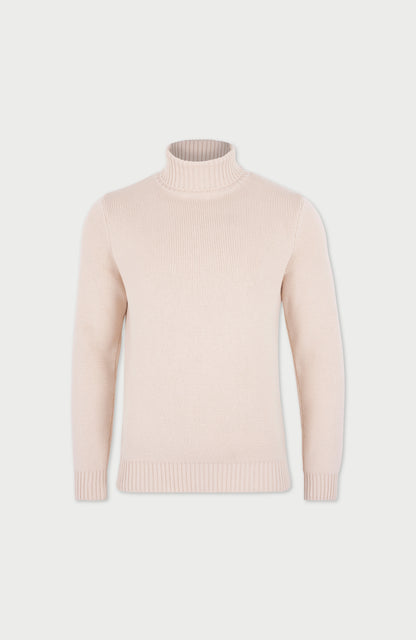 Mens Midweight Cotton Fitted Submariner Roll Neck Jumper