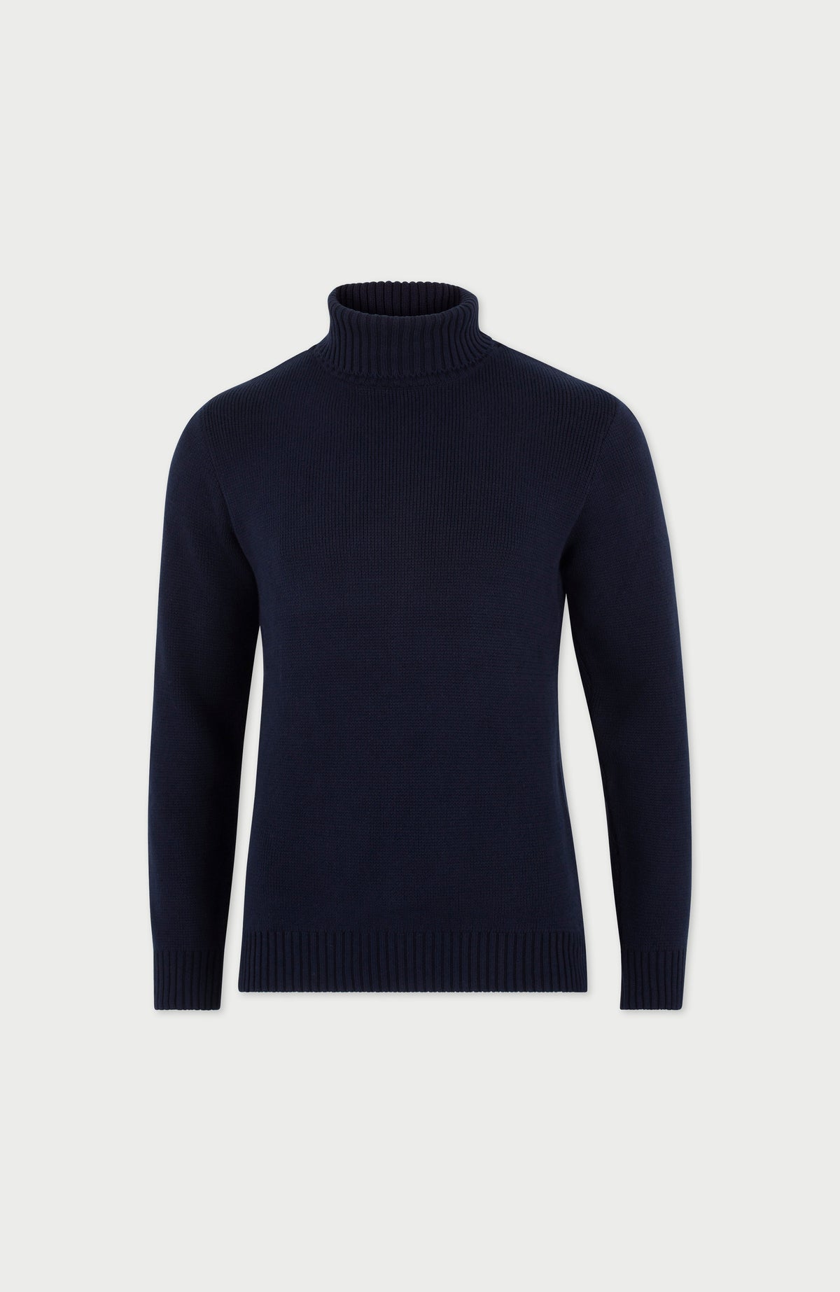 Mens Midweight Cotton Fitted Submariner Roll Neck Jumper