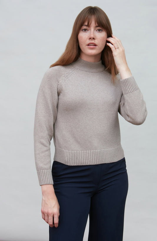 Womens Midweight Cotton Turtleneck Raglan Sleeve Jumper