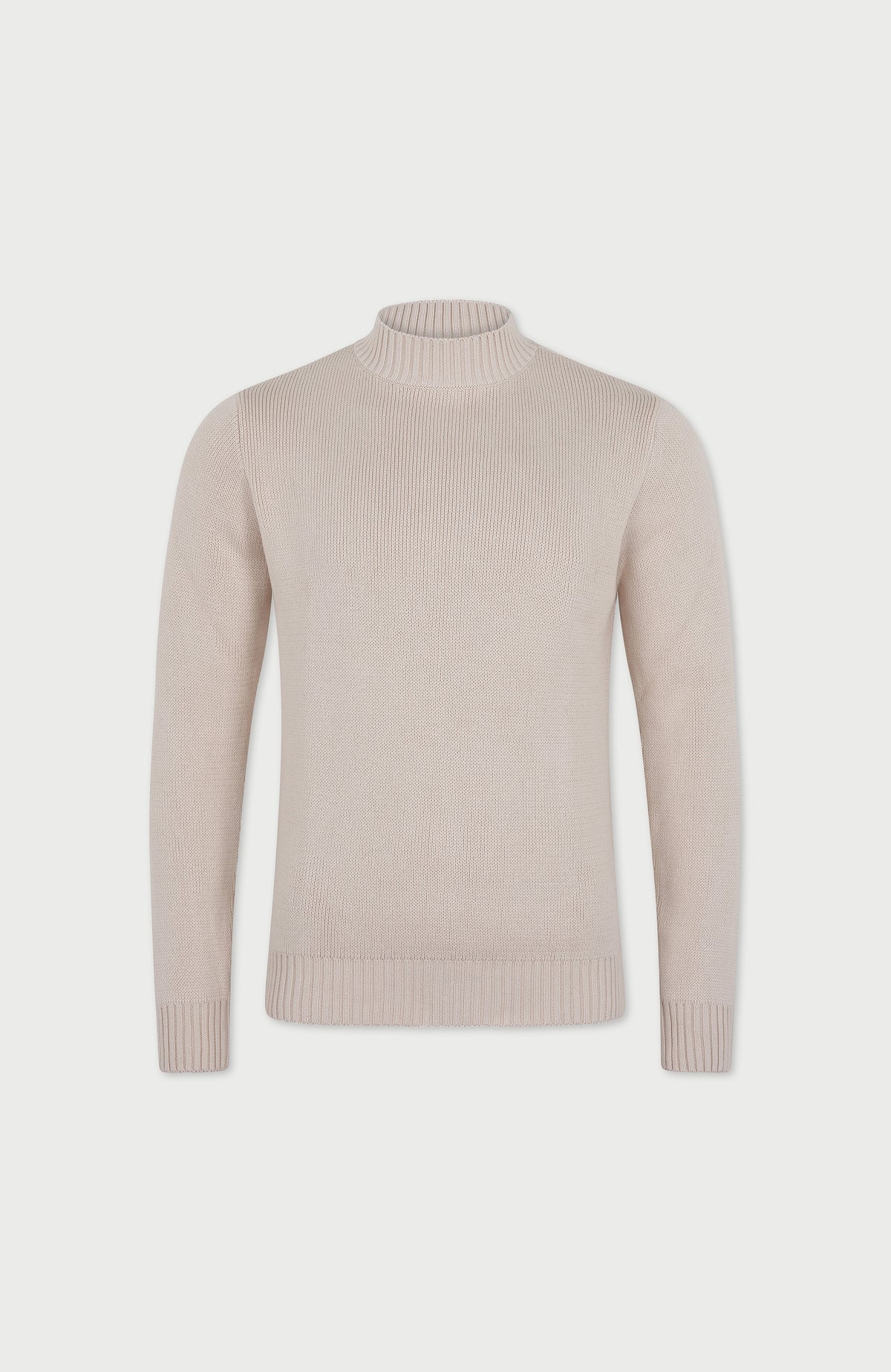 Mens Midweight Cotton Mock Turtleneck Jumper