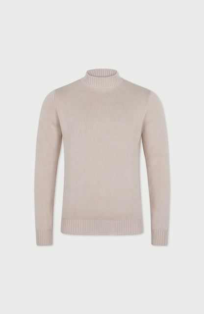 Mens Midweight Cotton Mock Turtleneck Jumper