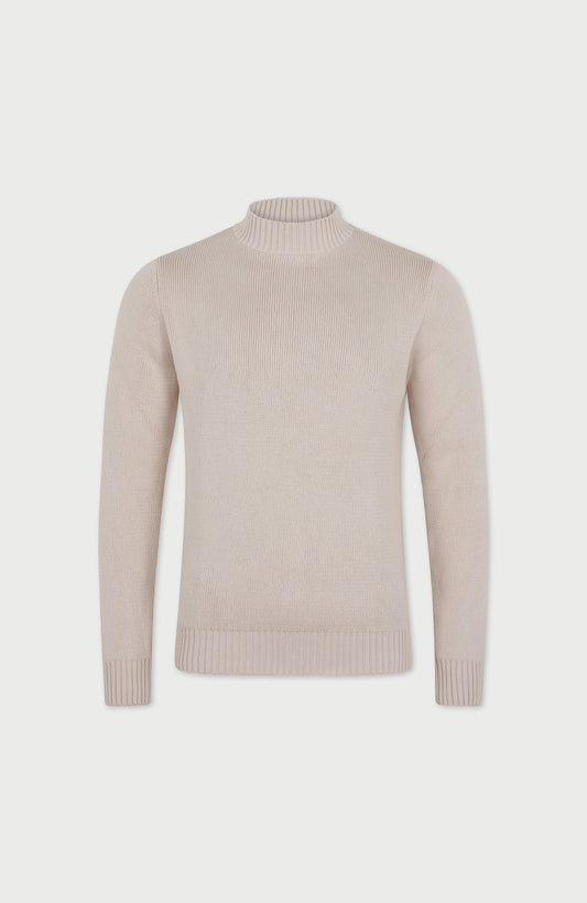 Mens Midweight Cotton Mock Turtleneck Jumper