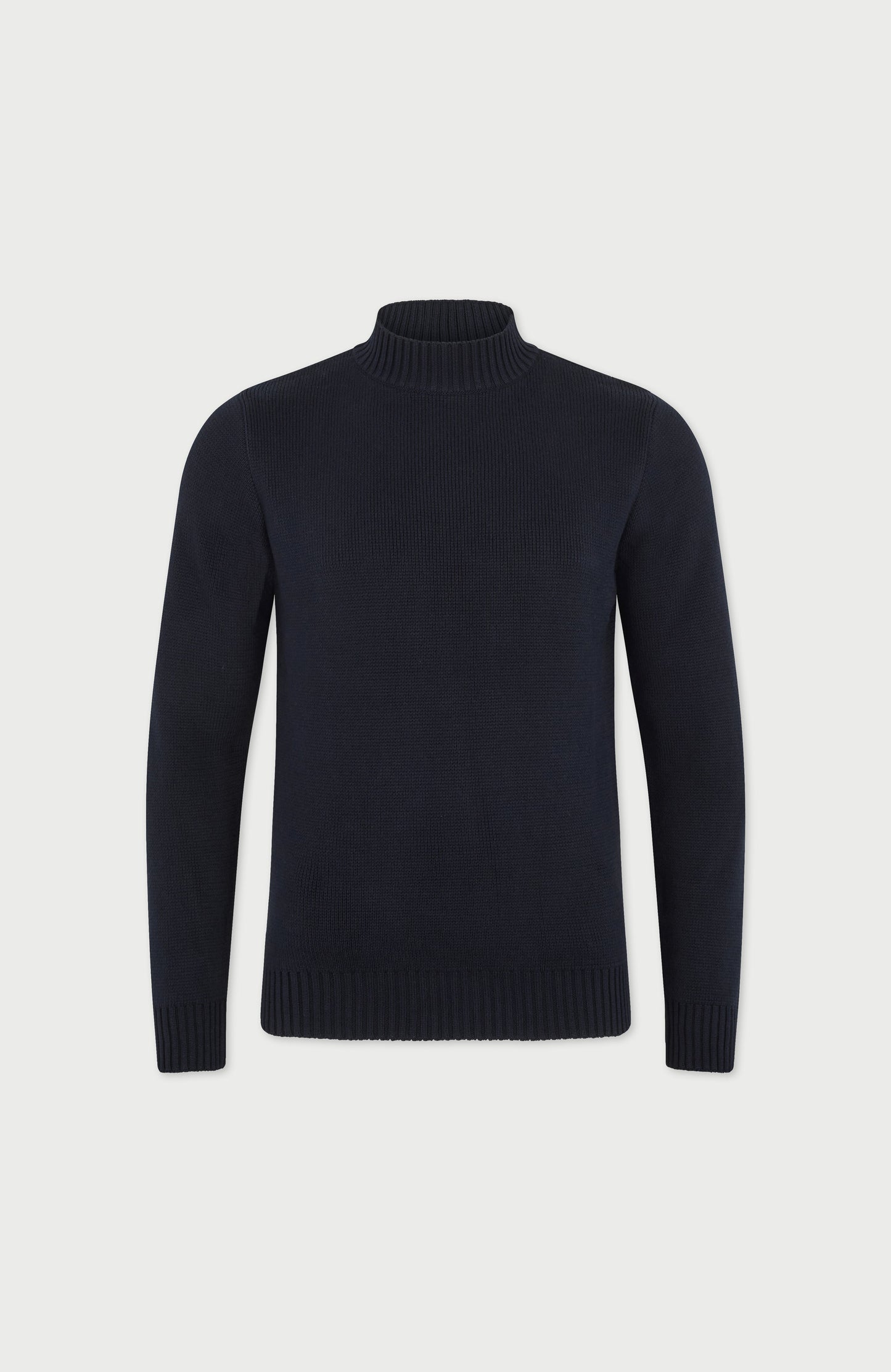Mens Midweight Cotton Mock Turtleneck Jumper